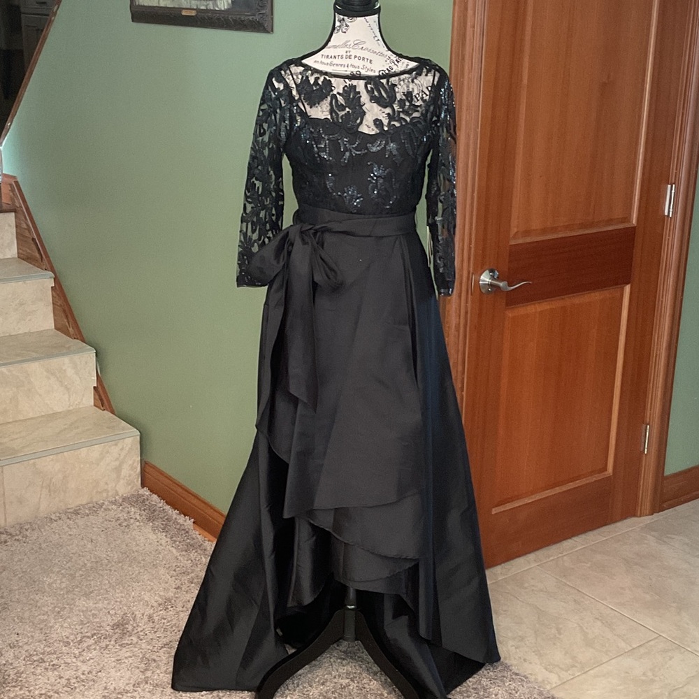 Adrianna Papell Black Lace High Low Dress, Size 2, NWT!